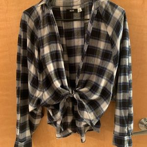 Tie Front Cozy Flannel